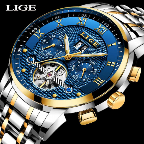 Lige Ceas mecanic automatic Clasic Fashion Otel inoxidabil [4]