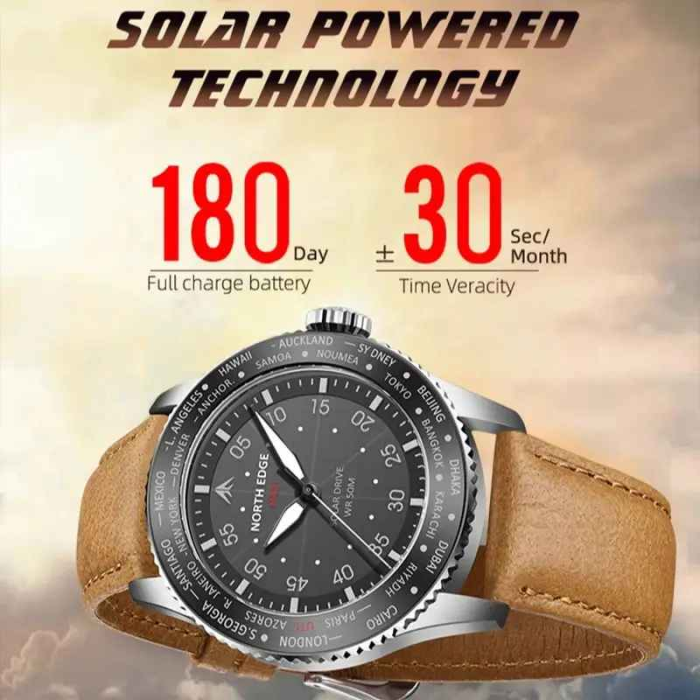 NORTH EDGE MACH – Ceas sport digital Solar-Drive, încărcare solară, rezistent la apă 50M, curea TPR+Nylon, carcasă inox [2]