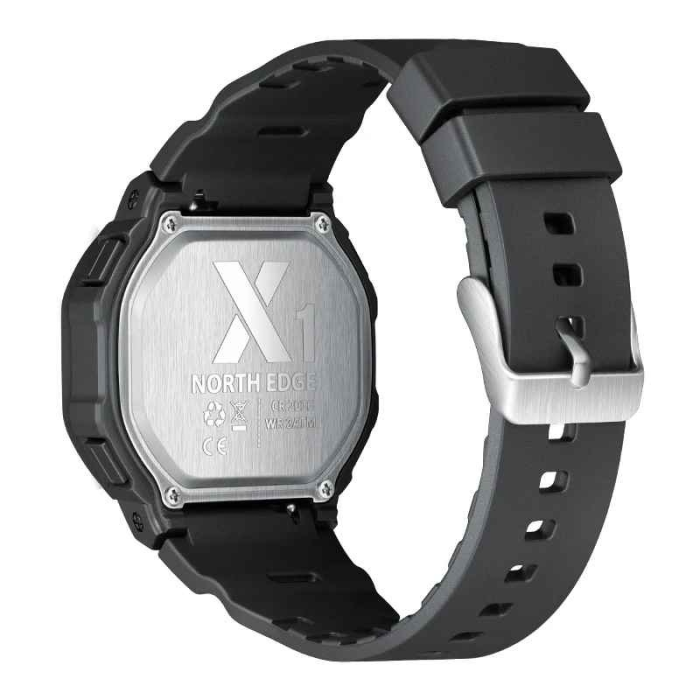 NORTH EDGE X1 – Ceas sport bărbătesc quartz, cadran pătrat, cronometru, alarmă, calendar complet, rezistent la apă 5ATM [2]