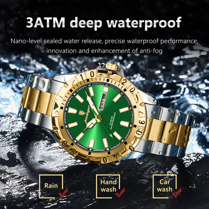 Poedagar Ceas barbatesc de mana Quartz Casual Fashion Analog  Argintiu Verde [2]