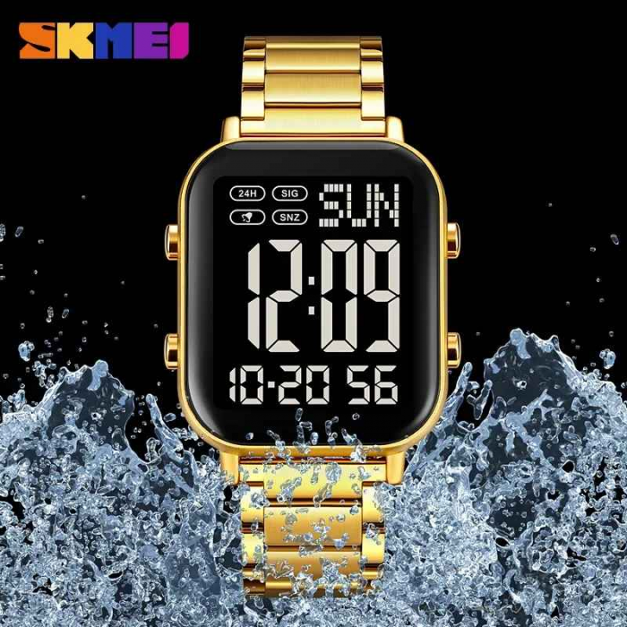 SKMEI 1859 Ceas Digital Bărbați – Brățară Inox, Afișaj LED, Cronometru, Rezistent la Apă, Design Rectangular [4]
