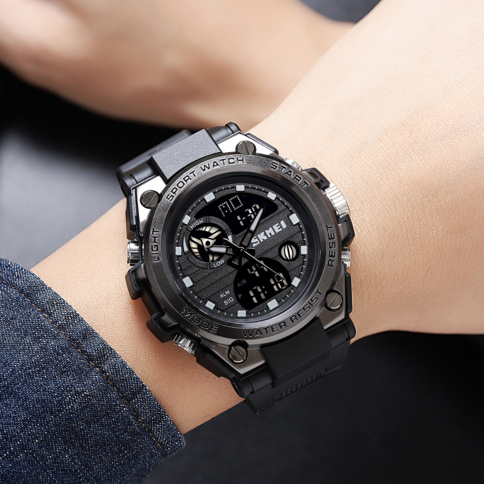 Skmei Ceas barbatesc Casual Cronometru Alarma Digital Analog Negru [2]
