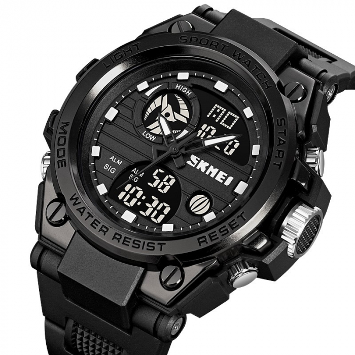Skmei Ceas barbatesc Casual Cronometru Alarma Digital Analog Negru [3]