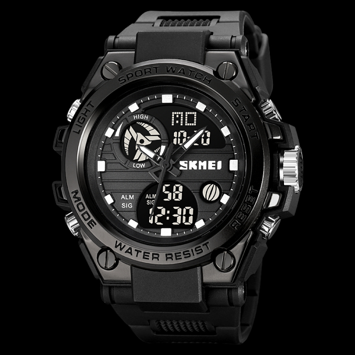 Skmei Ceas barbatesc Casual Cronometru Alarma Digital Analog Negru [4]