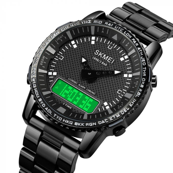 Skmei Ceas cronograf  Led Digital Quartz Analog Negru [2]