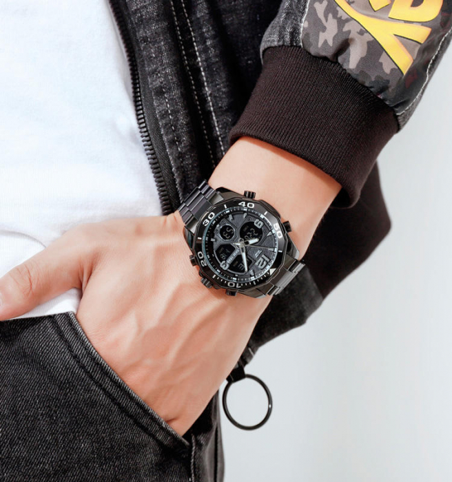 Skmei Ceas de mana barbatesc Dual Time Quartz Digital Otel inoxidabil [6]