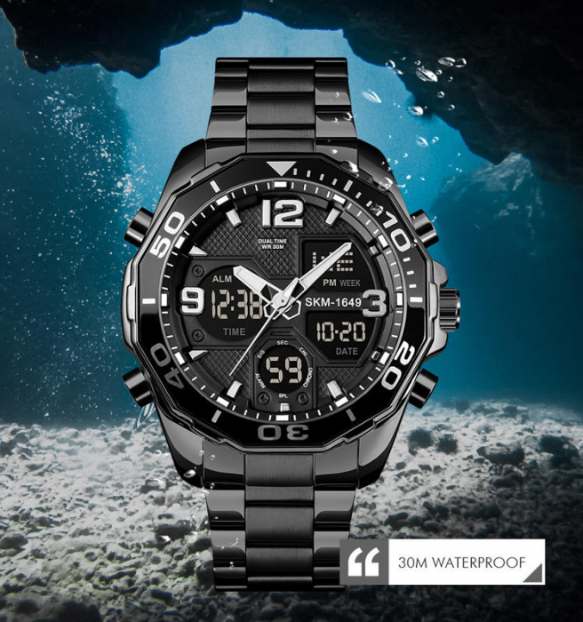 Skmei Ceas de mana barbatesc Dual Time Quartz Digital Otel inoxidabil [9]