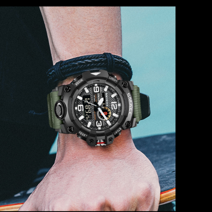 Smael Ceas sport barbatesc Alarma Rezistent la apa Verde militar [3]