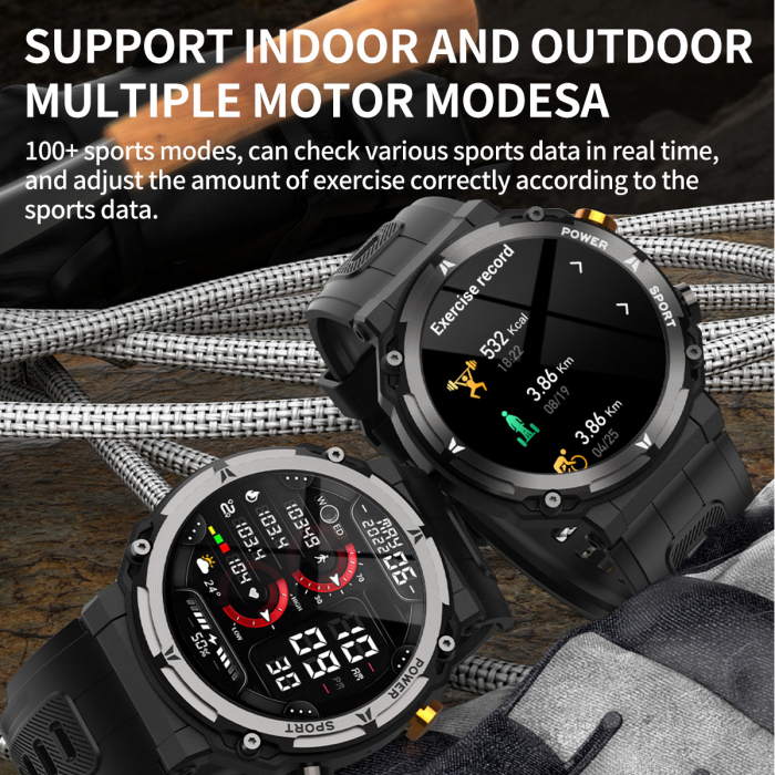 Smartwatch barbati Tio®, 1.32 inch, apel bluetooth HD, multi sport, monitorizare ritm cardiac multi point, tensiune arteriala, oxigen sange, difuzor, notificari, carcasa metalica, IP68 [3]