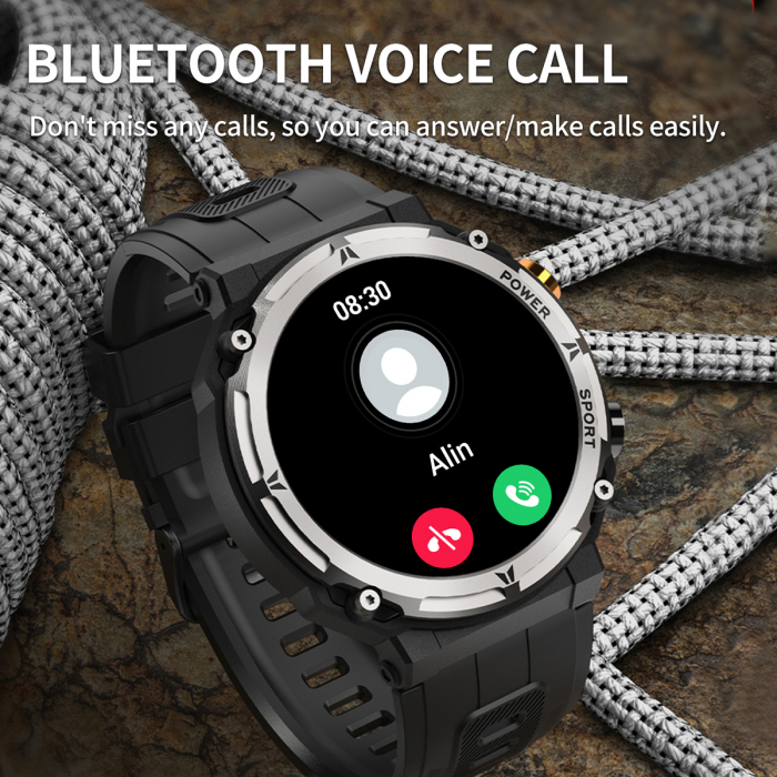 Smartwatch barbati Tio®, 1.32 inch, apel bluetooth HD, multi sport, monitorizare ritm cardiac multi point, tensiune arteriala, oxigen sange, difuzor, notificari, carcasa metalica, IP68 [7]