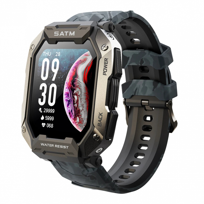 Smartwatch Tio Fitness Tracker Stil Militar Rezistenta la apa IP68 Inot Bataile inimii Monitorizeaza Oxigen din sange 24 Sporturi [7]