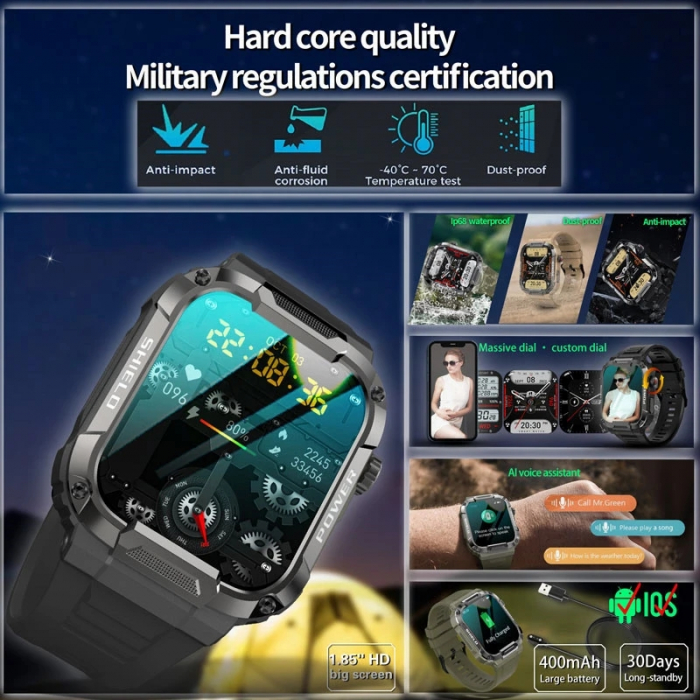 Smartwatch Tio® smartCALL, fitness, sport, notificari, meteo, limba romana, apelare Bluetooth, microfon HD [8]