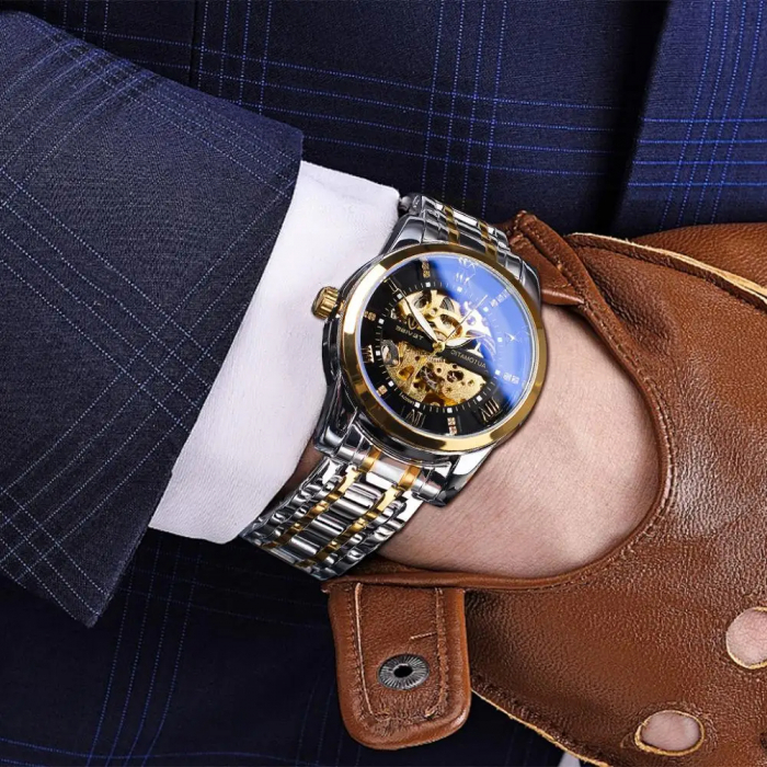 Tevise Ceas barbatesc de mana Retro Clasic Mecanic Automatic Fashion Luxury Skeleton [6]