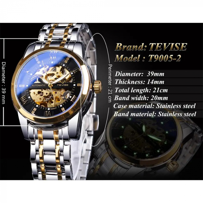 Tevise Ceas barbatesc de mana Retro Clasic Mecanic Automatic Fashion Luxury Skeleton [3]