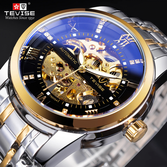 Tevise Ceas barbatesc de mana Retro Clasic Mecanic Automatic Fashion Luxury Skeleton [2]
