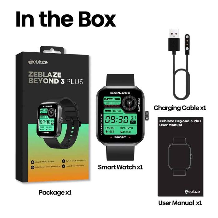 Zeblaze Beyond 3 Plus GPS Smartwatch 1.78" AMOLED, Alexa, Apeluri, HR, SpO₂, 3ATM, 350 mAh [6]