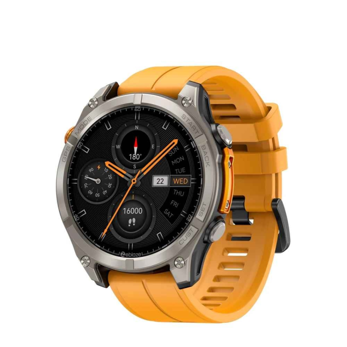 Zeblaze Stratos 4 Electric Orange – Smartwatch GPS 1.43” AMOLED Gorilla Glass, Bluetooth Calling, 170+ Sporturi, 5ATM Waterproof, Baterie 500mAh [1]