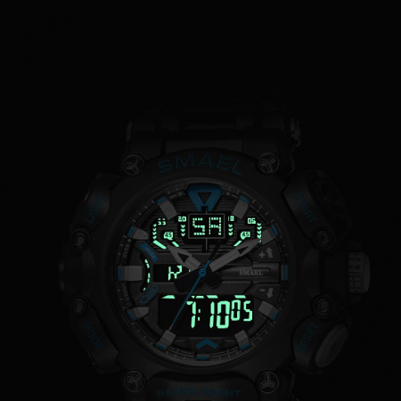 Ceas barbatesc Smael Sport Dual time Afisaj Analog Digital Rezistent la apa si socuri Negru [3]