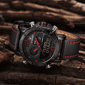 Ceas de mana barbatesc, NaviForce, Casual, Dual-time, Elegant, Mecanism Quartz, otel inoxidabil, curea din piele naturala [1]