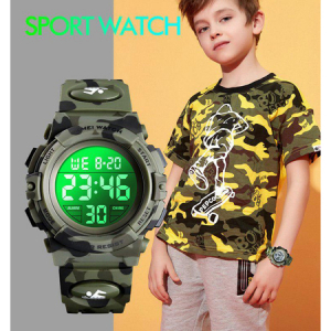 Ceas copii, Pentru baieti, Skmei, Sport, Alarma, Cronometru, Digital, Camuflaj, Army Green [3]