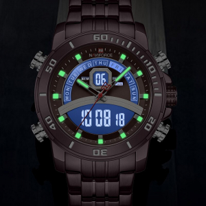 Ceas de mana barbatesc Casual Naviforce Dual Time Cronograf Quartz Otel inoxidabil [6]