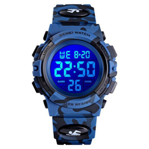 Ceas copii, Pentru baieti, Skmei, Sport, Digital, Alarma, Cronometru, Alarma, Camuflaj, Albastru [4]