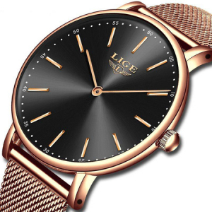 Ceas dama Lige, Elegant, Quartz, Luxury, Analog, Subtire, Otel inoxidabil, Auriu [1]