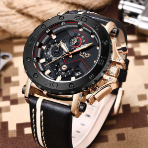Ceas de mana barbatesc, Lige, Analog, Fashion, Casual, Curea din piele, Ecran mare, Cronograf, Mecanism Quartz [4]