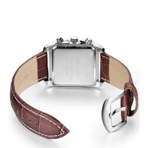 Ceas barbatesc, Megir, Clasic, Quartz, Curea din piele naturala, Afisaj analog, Otel inoxidabil, Casual / Business / Fashion, Cronograf [4]