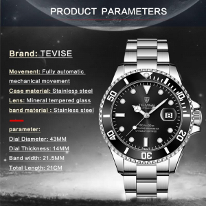 Ceas mecanic automatic, Tevise, Skeleton, Clasic, Otel inoxidabil [7]