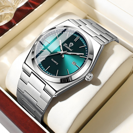 BinBond Ceas barbatesc Quartz Elegant Otel Argintiu Albastru [1]