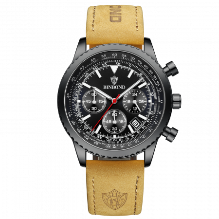 Ceasuri barbatesti - BinBond Ceas barbatesc Quartz Analog Elegant Piele Maro Negru