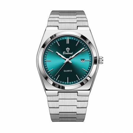 BinBond Ceas barbatesc Quartz Elegant Otel Argintiu Albastru [0]