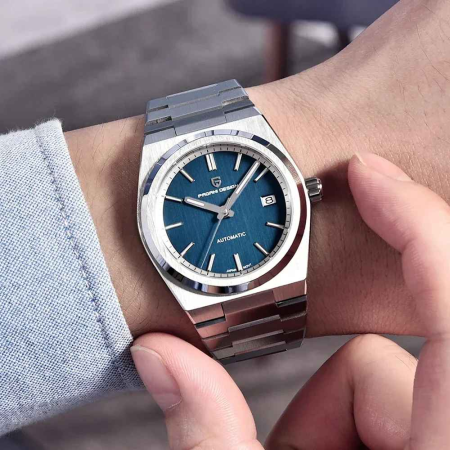 Ceas bărbătesc automat PAGANI DESIGN PD-1753 albastru – 40mm, NH35 japonez, safir anti-reflex, inox, 10ATM, elegant & sport [3]
