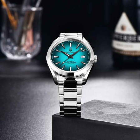 Ceas automat bărbătesc PD-1688, cadran verde degradé, mecanism Japan 8215, 40mm, sticlă safir, oțel inoxidabil [5]