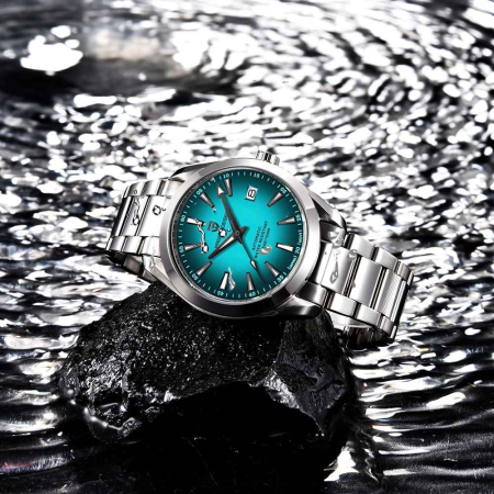 Ceas automat bărbătesc PD-1688, cadran verde degradé, mecanism Japan 8215, 40mm, sticlă safir, oțel inoxidabil [6]