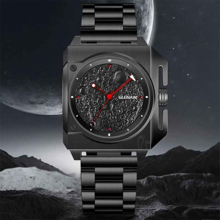 Ceas automat GLENAW Moon Dial pentru bărbați, design original luxury, cadran lunar, luminescent, brățară oțel inoxidabil, rezistent la apă 3ATM [1]