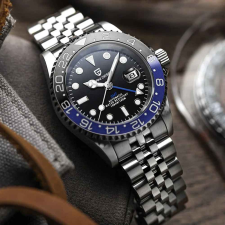 Ceas automat Pagani Design PD-1662 bărbați, GMT, mecanism Pearl DG5833GMT, carcasă 40mm, oțel inoxidabil, rezistent la apă 100m [4]