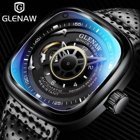 Ceas Automatic Barbatesc Elegant 44mm, Self-Wind, Curea Piele, Waterproof 30M, Sticla Hardlex, Design Modern [1]
