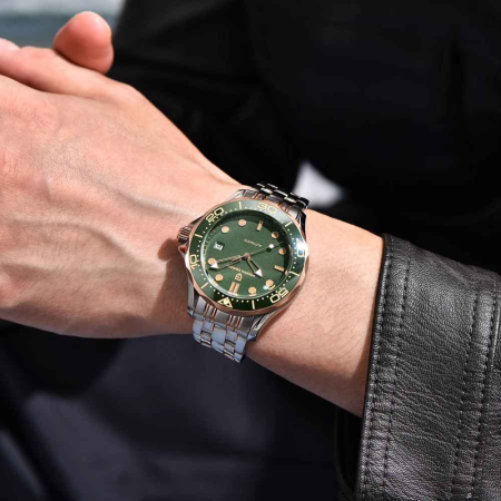 Ceas Automatic Bărbați Pagani Design PD-1667 Verde, 42mm, Miyota 8215, Sticlă Safir, Oțel Inoxidabil Argintiu & Rose Gold, Diver [5]