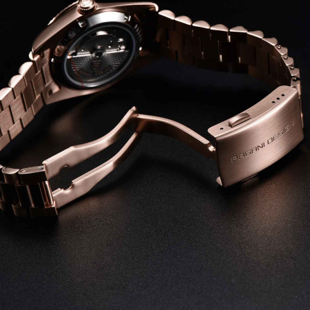 Ceas Automatic Bărbați Pagani Design PD-1752 Verde & Auriu, 36mm, Seagull ST16, Day-Date, Sticlă Safir, Oțel Inoxidabil [4]