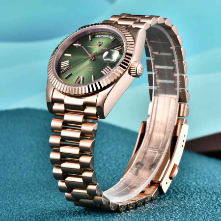 Ceas Automatic Bărbați Pagani Design PD-1752 Verde & Auriu, 36mm, Seagull ST16, Day-Date, Sticlă Safir, Oțel Inoxidabil [1]