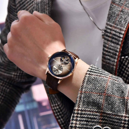 Ceas automatic bărbați PAGANI DESIGN PD-1796, 42 mm, open heart, mecanism M2791B, curea piele maro, stil elegant clasic [2]