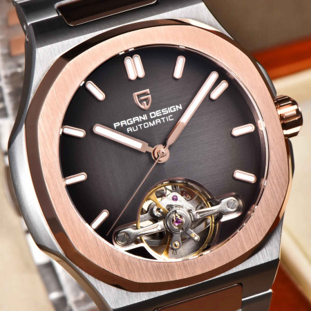 Ceas Automatic Bărbați Pagani Design PD-YS025 Argintiu & Rose Gold, 42mm, Open Heart, Sticlă Safir, Oțel Inoxidabil Elegant [3]