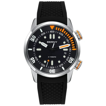Ceasuri barbatesti - Ceas Automatic BERNY AM339M Negru, Miyota 8215, Safir, 200M, 42mm