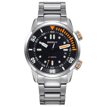 Ceasuri barbatesti - Ceas Automatic BERNY AM339MS Diver, Miyota 8215, Safir, Brățară Oțel, 200M, 42mm