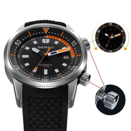 Ceas Automatic BERNY AM439M Diver, Miyota 8215, Safir AR, 200M, 42mm [6]