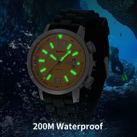Ceas Automatic BERNY AM7081M-YE Galben, Miyota 8205, Safir, 200M, 42mm [5]