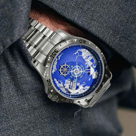 Ceas Automatic Glenaw Navigator Silver Blue – Mecanic, Cadran Albastru, Curea Otel Inoxidabil, 43mm, Luminous, 3ATM [2]