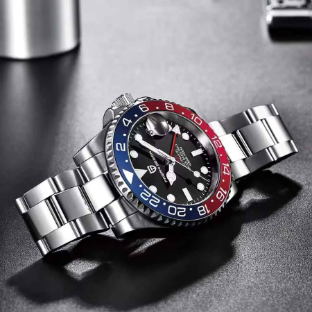 Ceas automatic GMT bărbați PAGANI DESIGN PD-1662, 40 mm, mecanism Pearl DG5833GMT, safir, oțel inoxidabil, 100M waterproof [2]